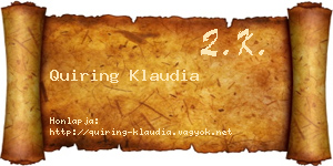 Quiring Klaudia névjegykártya